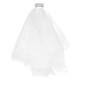 Bridal Wedding Hair Piece Mesh Mantilla Double Layers Ribbons Yarn Veil Comb