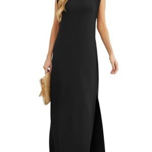 GRECERELLE Damklänning, sommar, maxiklänning, ledig, eleganta stilar, enkla, ärmlös, UK med slits och fickor