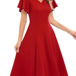 HomRain Bröllop gästklänningar för kvinnor vintage kortärmad vardaglig passform och flare cocktail formell klänning för tebjudning