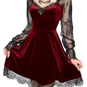 SEAUR Gotisk klänning för kvinnor, miniklänning, retro, vintage, steampunk, kjol, klänningar, karneval, fest, klubb, wear cosplaykostym, Fasching