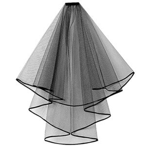 Kort spetsnät 2 nivåer brudslöjor med kam, enkel tyll möhippa för bröllop möhippa V1